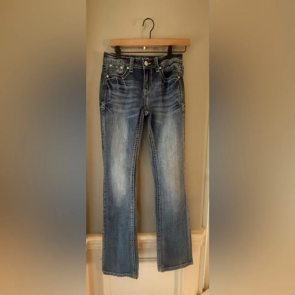 Grace in LA Bootcut Embellished Jeans Sz 26 Bling Western Cowgirl - Picture 6 of 9